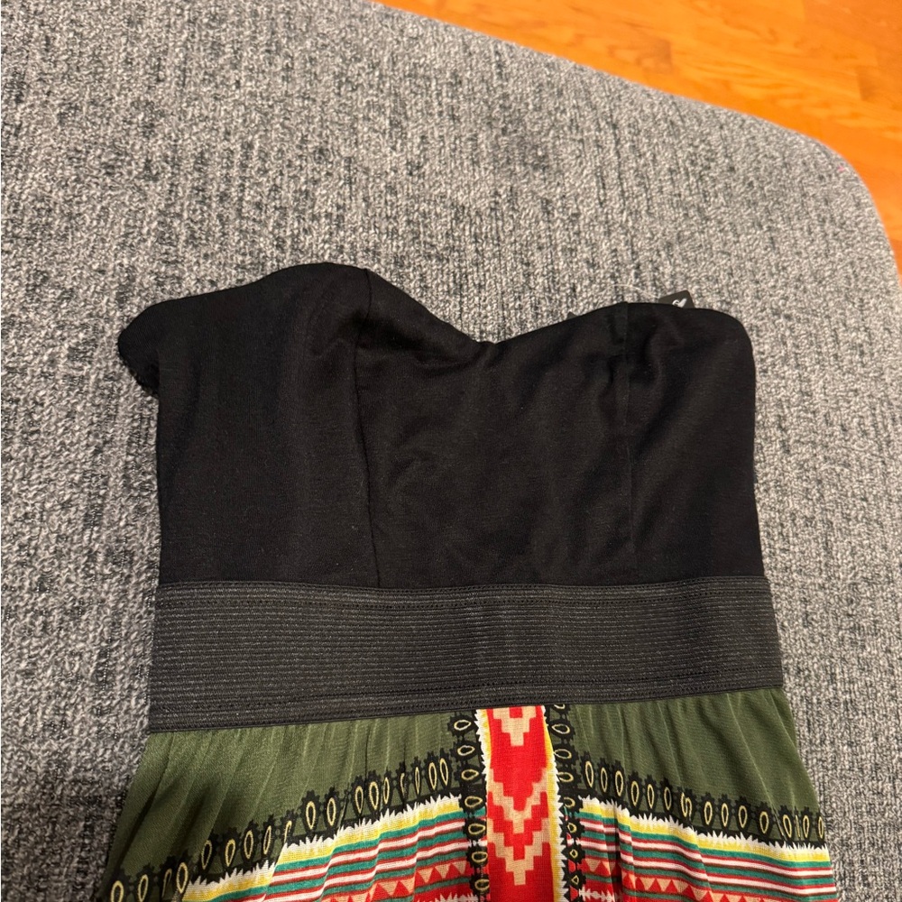 NWT Strapless Black and Multicolor Patterned Dress - Picture 9 of 10